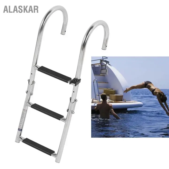 【ขายร้อน】บันไดเรือสแตนเลส 316 สำหรับการเปิดเรือ บันไดพับได้สามส่วน บันไดยืดหด บันไดขึ้นเรือ บันไดขั้นบันไดเรือยอชต์ รูปที่ 3