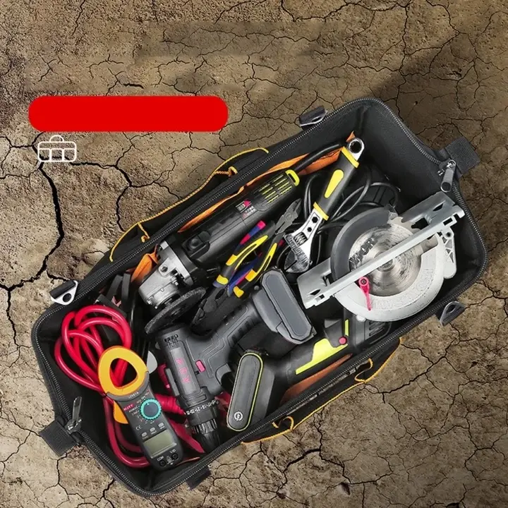 14 นิ้ว Heavy Duty กระเป๋าเครื่องมือ 5 กระเป๋าเครื่องมือองค์กรกระเป๋าเครื่องมือพกพากระเป๋าสําหรับช่างช่างไฟฟ้าช่างไม้ Builder Plumber รูปที่ 3