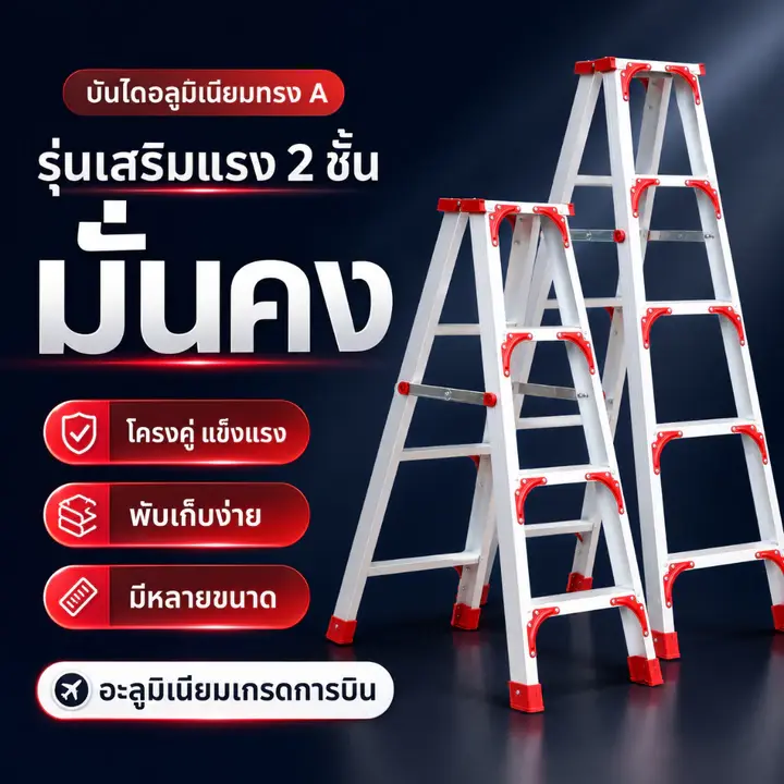 บันได BBG สำหรับใช้ในบ้าน ปลอดภัยและหนาเป็นพิเศษ พับเก็บได้ ความยาว 2-3 เมตร บันไดวิศวกรรม บันไดขั้น บันไดเหล็ก บันไดยืด