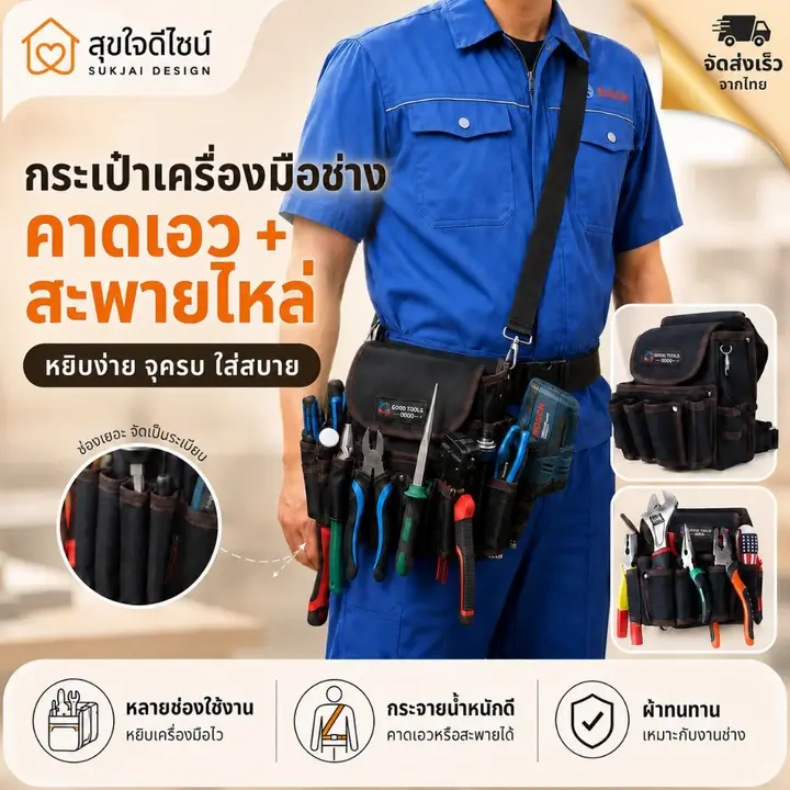 YOLANDAGOODS1 กระเป๋าเครื่องมือ, กระเป๋าเครื่องมือดีไซน์กะทัดรัดสําหรับงานหนัก, กระเป๋าเครื่องมือพกพาขนาดเล็กแบบพกพาสําหรับช่างช่างช่างไฟฟ้า รูปที่ 4