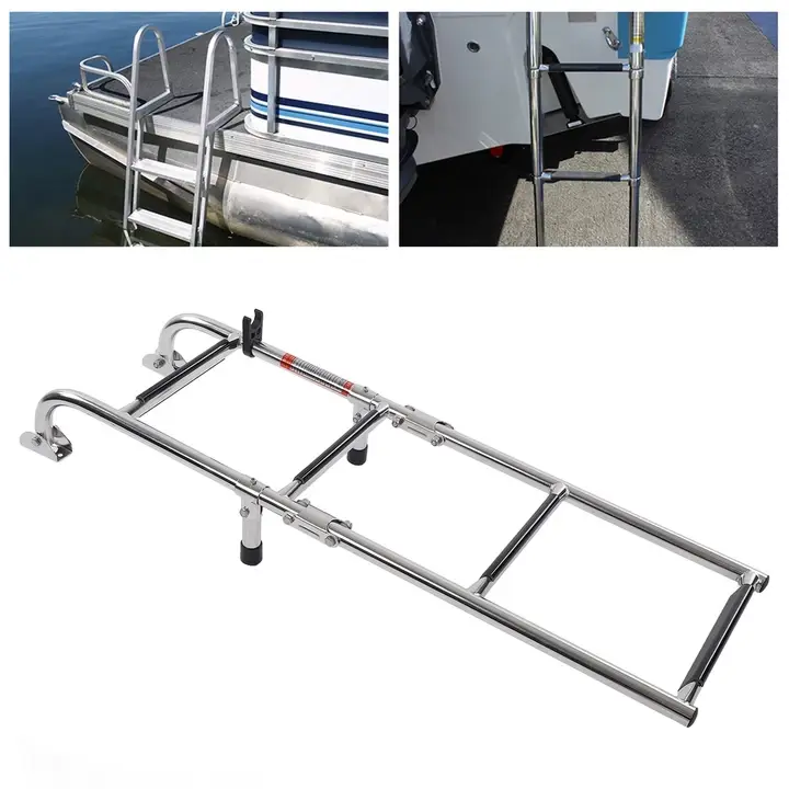 【ขายร้อน】บันไดเรือสแตนเลส 316 สำหรับการเปิดเรือ บันไดพับได้สามส่วน บันไดยืดหด บันไดขึ้นเรือ บันไดขั้นบันไดเรือยอชต์ รูปที่ 5