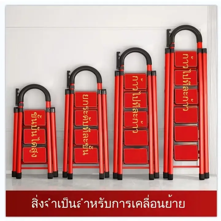 บันไดพับได้สำหรับใช้ในบ้าน บันไดโครง A ทำจากเหล็กกล้าคาร์บอนหนา บันไดเคลื่อนที่ บันไดยืดหดได้ บันไดขั้นบันได รูปที่ 6