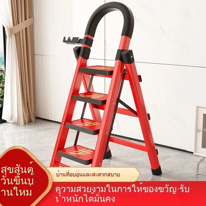 บันไดพับได้สำหรับใช้ในบ้าน บันไดโครง A ทำจากเหล็กกล้าคาร์บอนหนา บันไดเคลื่อนที่ บันไดยืดหดได้ บันไดขั้นบันได รูปที่ 3