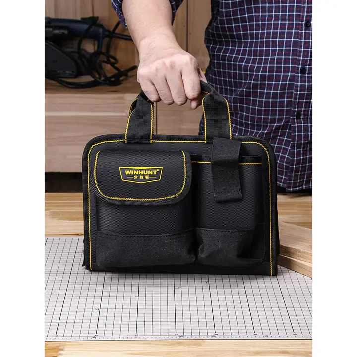 14 นิ้ว Heavy Duty กระเป๋าเครื่องมือ 5 กระเป๋าเครื่องมือองค์กรกระเป๋าเครื่องมือพกพากระเป๋าสําหรับช่างช่างไฟฟ้าช่างไม้ Builder Plumber รูปที่ 7