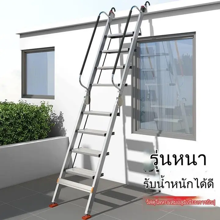 บันไดห้องใต้หลังคากันลื่นบันไดบ้านพับบันไดก้างปลาบันไดกลางแจ้งอลูมิเนียมหนาบันได บันไดเอนกประสงค์ รูปที่ 2