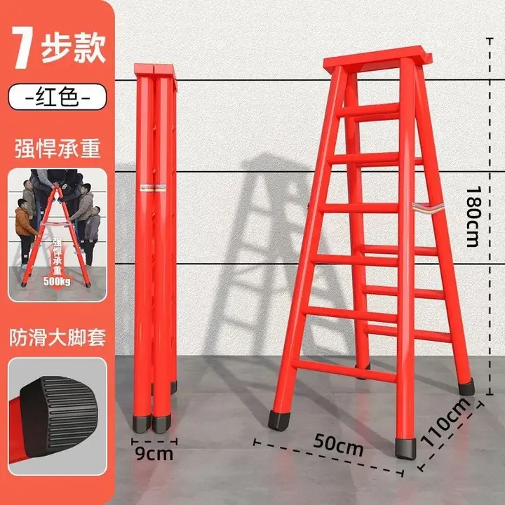 อลูมิเนียมอัลลอยด์บันไดครัวเรือนพับบันไดห้องใต้หลังคาบันไดตรงบันไดที่เท้าแขนบันไดกล้องส่องทางไกลบันไดปีนเขาตกแต่ง รูปที่ 5