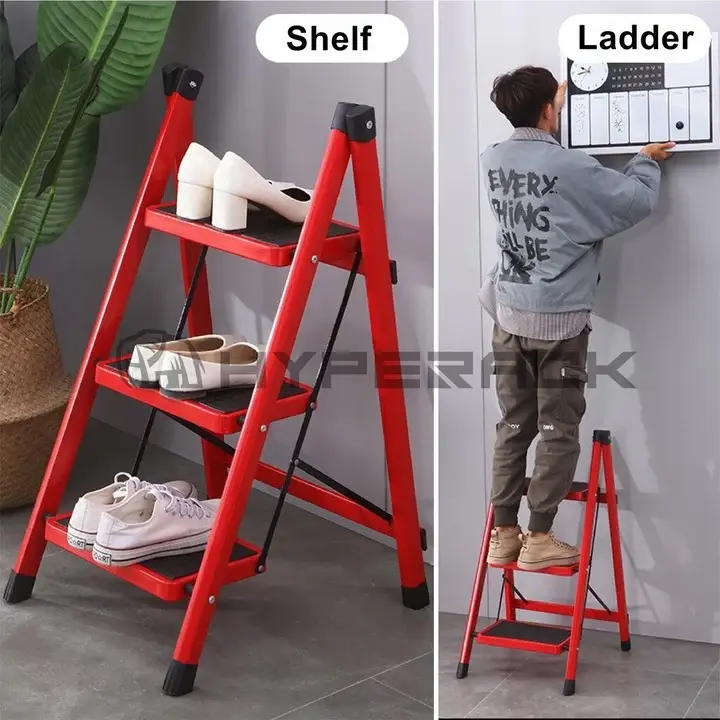 [คุณภาพสูง] บันไดพับได้ 3 ขั้นบันได บันไดเหล็ก สตูล บันได บันไดขั้นบันได Tangga Heavy Duty รูปที่ 2
