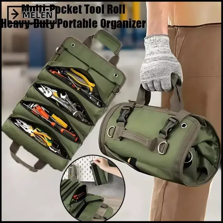 PICZEN กระเป๋าเครื่องมือแบบพกพาความจุขนาดใหญ่หลายกระเป๋ากระเป๋าเครื่องมือบํารุงรักษาช่างไฟฟ้าพร้อมคลิปเข็มขัดผ้ากันน้ําก